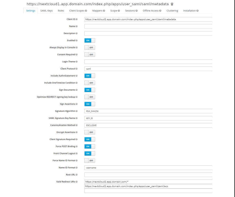 Configuration SAML du Nextcloud primaire