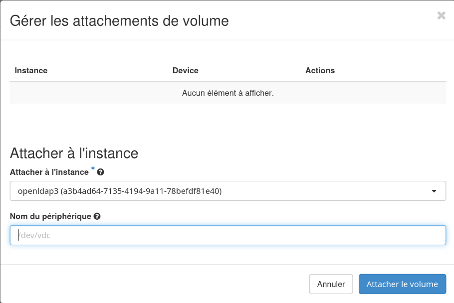 Choisir le serveur les attachements